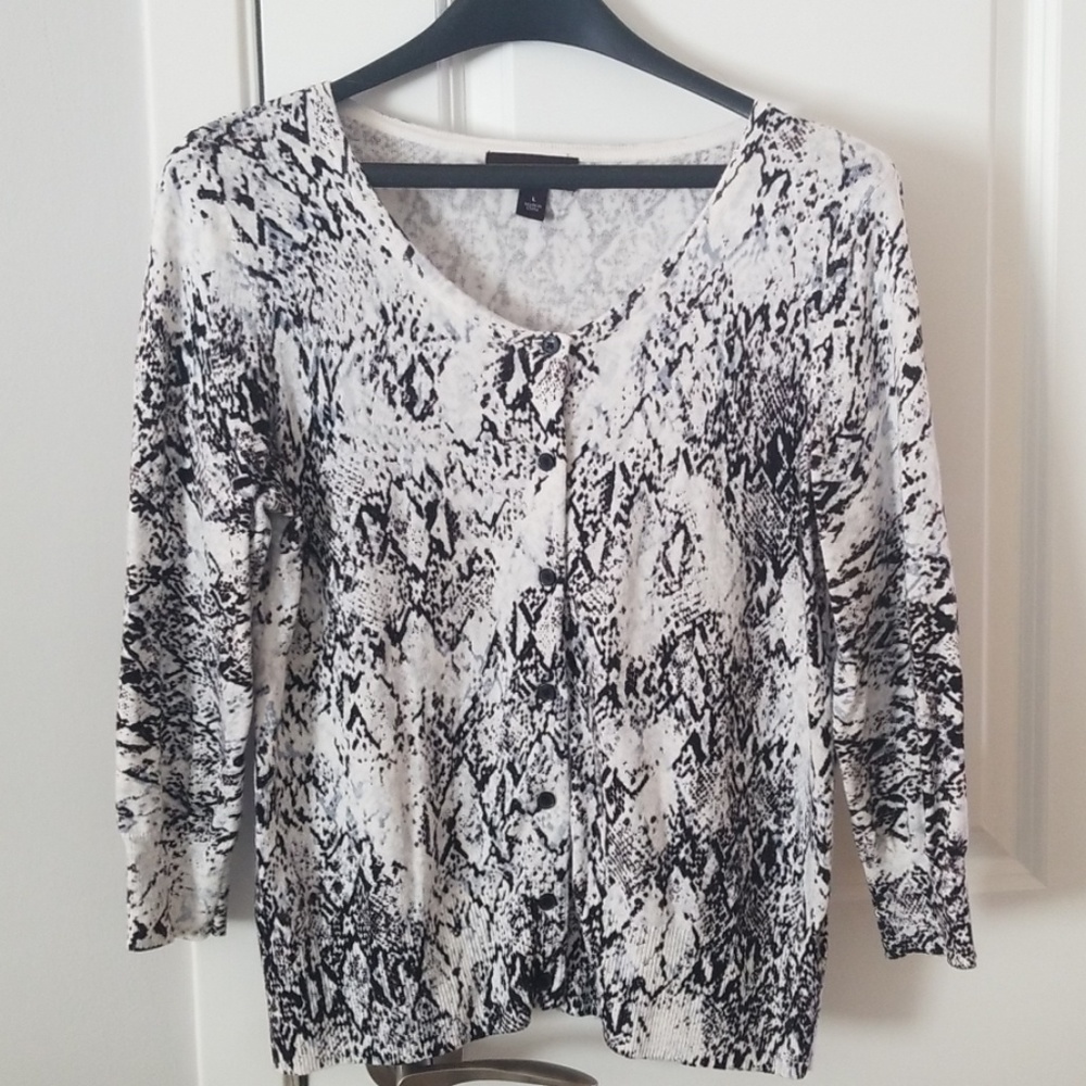 Dana Buchman snake print cardigan, size L